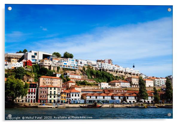 Vila Nova de Gaia from north bank of river Duoro P Acrylic by Mehul Patel