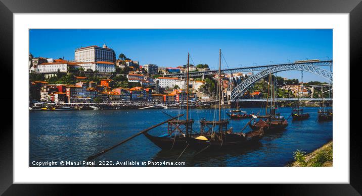 Old style wooden boats (Rabelos) on the river Duor Framed Mounted Print by Mehul Patel