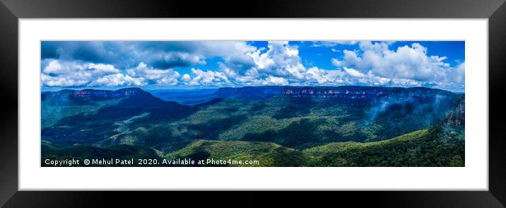 Panoramic view of Jamison Valley, Blue Mountains Framed Mounted Print by Mehul Patel