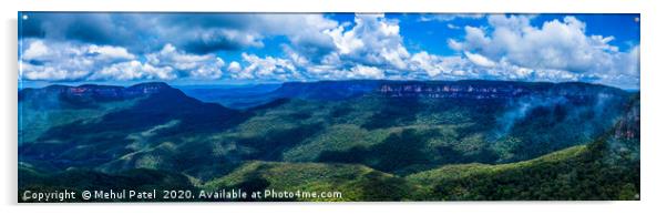 Panoramic view of Jamison Valley, Blue Mountains Acrylic by Mehul Patel