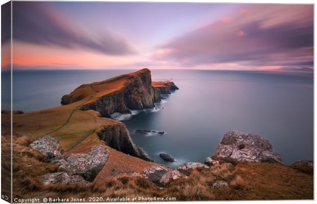 Neist Point Sunset Isle of Skye Scotland Canvas Print by Barbara Jones