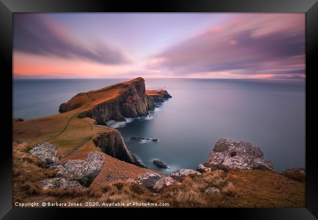 Neist Point Sunset Isle of Skye Scotland Framed Print by Barbara Jones
