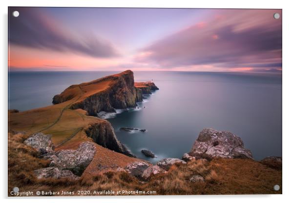Neist Point Sunset Isle of Skye Scotland Acrylic by Barbara Jones