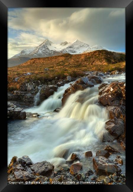   Waterfall at Sligachan Isle of Skye Framed Print by Barbara Jones