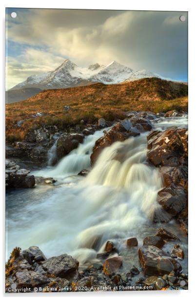   Waterfall at Sligachan Isle of Skye Acrylic by Barbara Jones