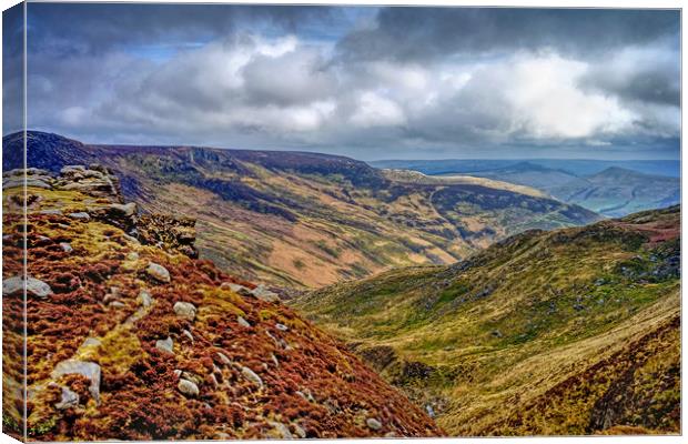   Grindsbrook from Kinder Scout  Canvas Print by Darren Galpin