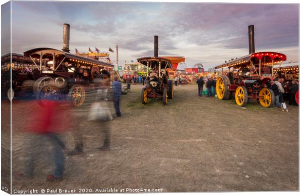 Steam Line up at the Great Dorset Steam Fair  Canvas Print by Paul Brewer