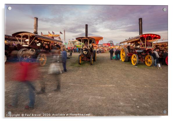 Steam Line up at the Great Dorset Steam Fair  Acrylic by Paul Brewer