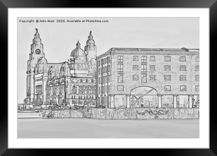Royal Albert Dock, Liverpool (Digital Art) Framed Mounted Print by John Wain