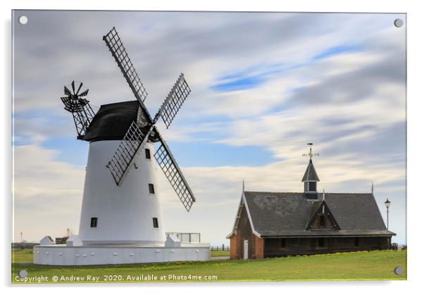 Morning at Lytham Windmill Acrylic by Andrew Ray