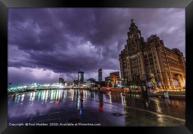 Storm at Liverpool Waterfront Framed Print by Paul Madden