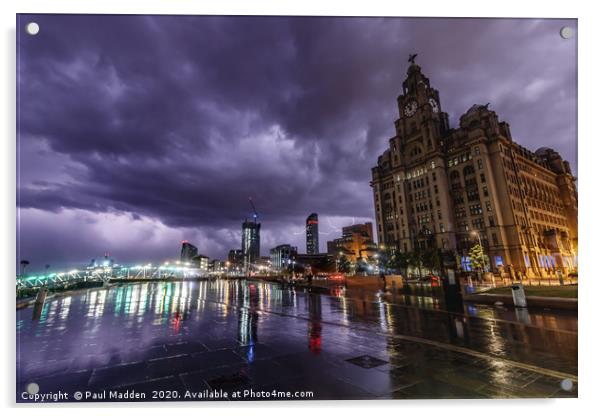 Storm at Liverpool Waterfront Acrylic by Paul Madden
