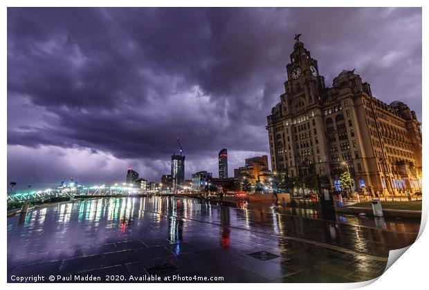 Storm at Liverpool Waterfront Print by Paul Madden