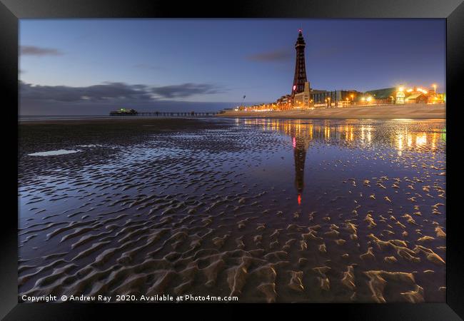 Twilight reflections (Blackpool) Framed Print by Andrew Ray