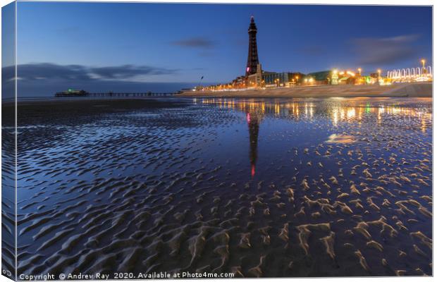 Twilight at Blackpool Canvas Print by Andrew Ray