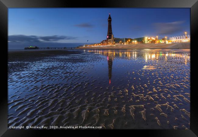 Twilight at Blackpool Framed Print by Andrew Ray