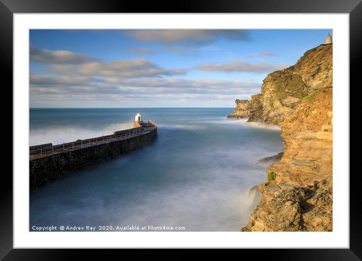 Entrance to Portreath Harbour Framed Mounted Print by Andrew Ray