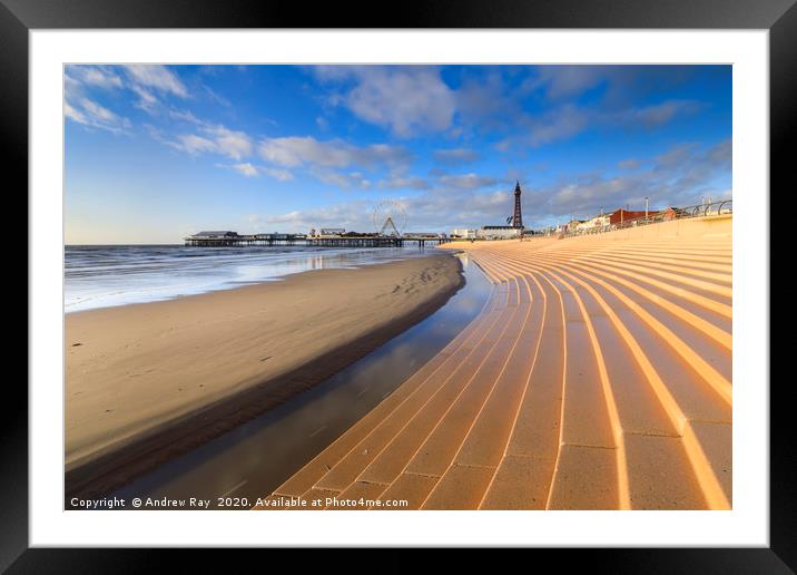 Towards the tower and central pier (Blackpool) Framed Mounted Print by Andrew Ray