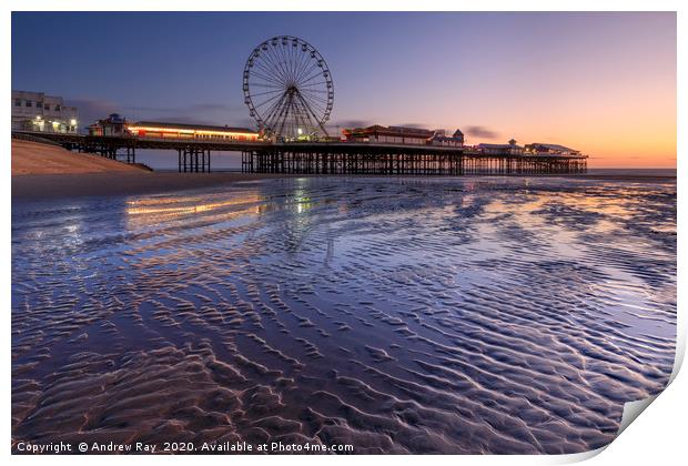 Twilight at Blackpool Central Pier Print by Andrew Ray