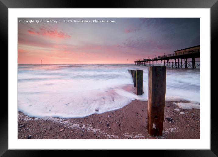 Pier Pink Sunrise Framed Mounted Print by Richard Taylor