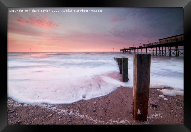 Pier Pink Sunrise Framed Print by Richard Taylor