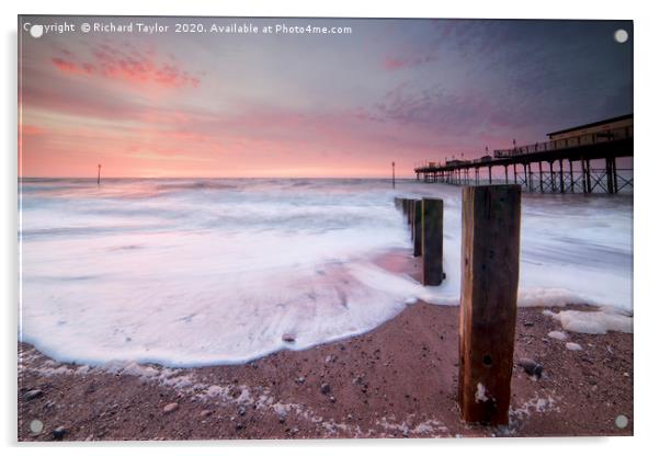 Pier Pink Sunrise Acrylic by Richard Taylor
