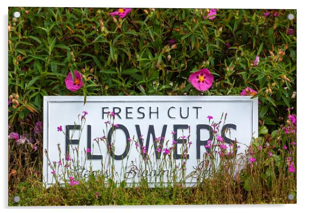 Garden flowers with fresh cut flower sign 0711 Acrylic by Simon Bratt LRPS