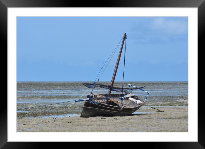 Traditional Fishing Boat - Mafia Island Tanzania Framed Mounted Print by Dave Collins