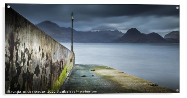 Elgol Jetty and the Black Cuillins Acrylic by Alec Stewart