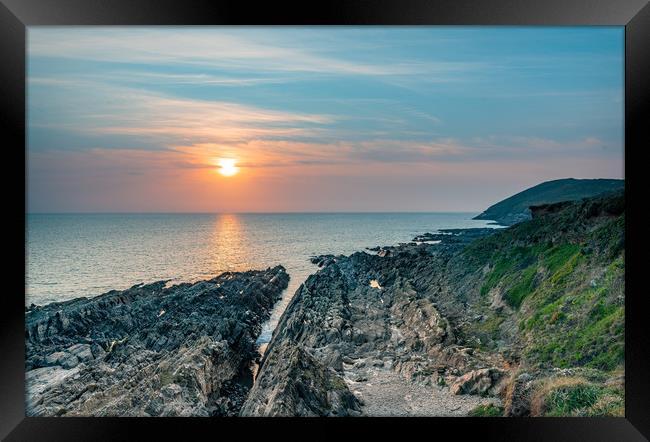 Sunset from Croyde, Devon, England Framed Print by Dave Collins
