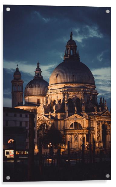 Santa Maria della Salute  at night in Venice Acrylic by Maggie McCall