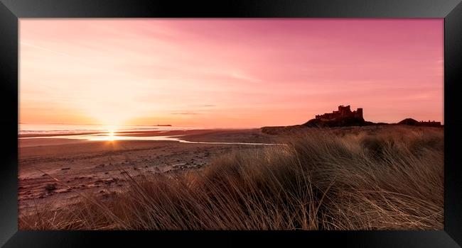 Bamburgh Red Sky Framed Print by Northeast Images