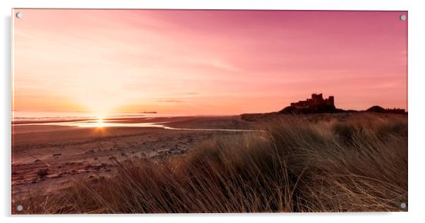 Bamburgh Red Sky Acrylic by Northeast Images