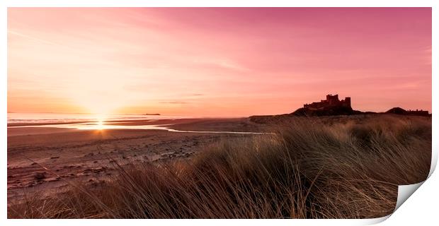 Bamburgh Red Sky Print by Northeast Images
