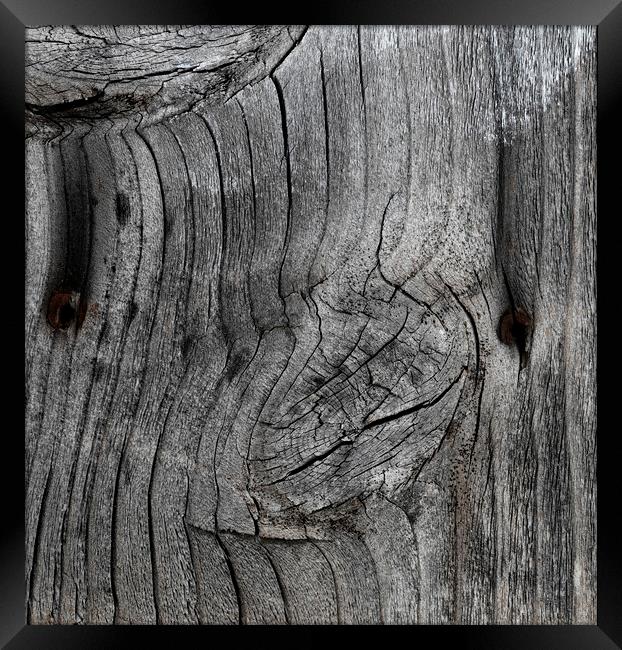 Aged wood texture background in filled frame forma Framed Print by Thomas Baker