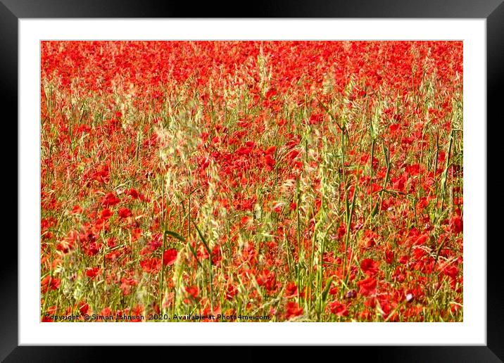 iompressionist image of poppies Framed Mounted Print by Simon Johnson