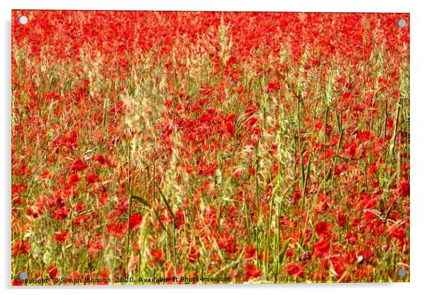 iompressionist image of poppies Acrylic by Simon Johnson