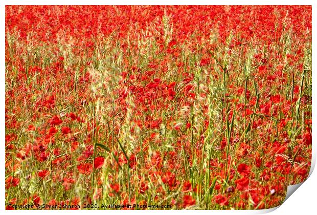 iompressionist image of poppies Print by Simon Johnson