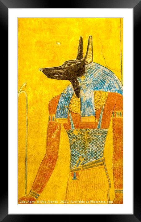 Painting of the Egytian god Anubis in the valley o Framed Mounted Print by Stig Alenäs