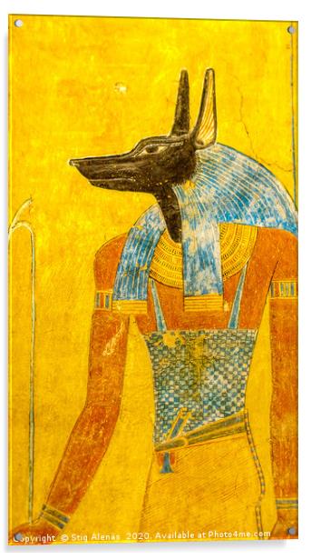 Painting of the Egytian god Anubis in the valley o Acrylic by Stig Alenäs