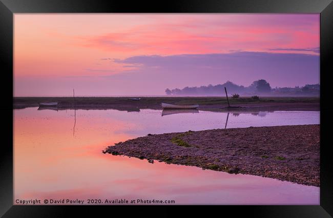 Dawn colour at Brancaster Staithe Framed Print by David Powley