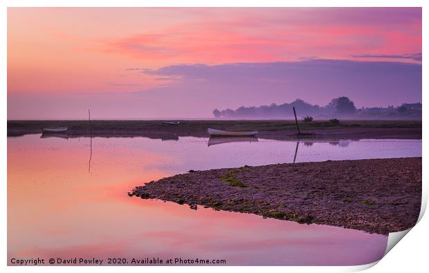 Dawn colour at Brancaster Staithe Print by David Powley