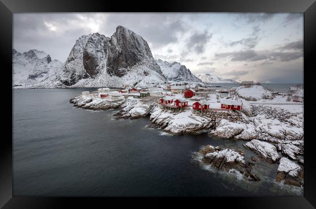 Winter Scene from Lofoten Framed Print by Eirik Sørstrømmen