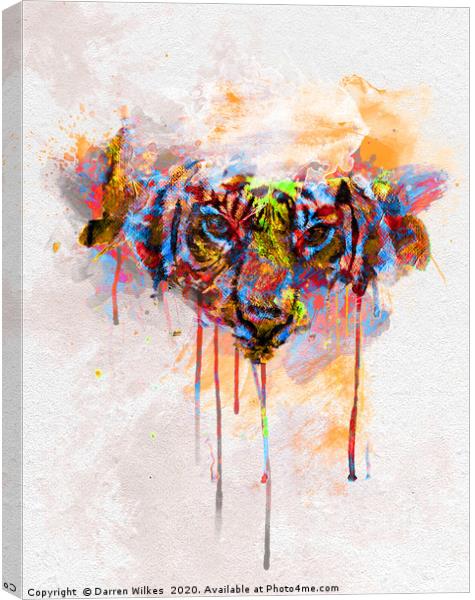 Tiger Spill Pop Art  Canvas Print by Darren Wilkes