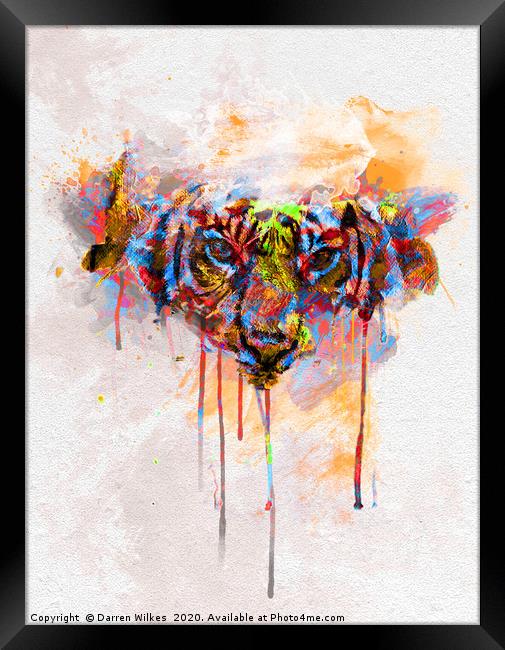 Tiger Spill Pop Art  Framed Print by Darren Wilkes
