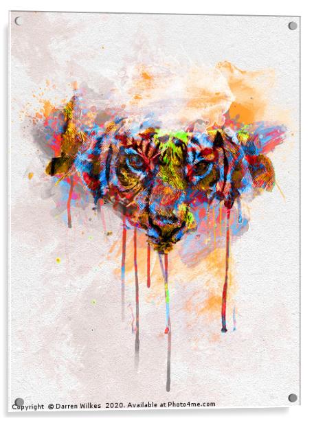 Tiger Spill Pop Art  Acrylic by Darren Wilkes