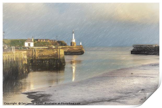Maryport Harbour Entrance At Low Tide Print by Ian Lewis