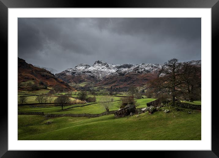The Langdale Boulders Framed Mounted Print by John Malley