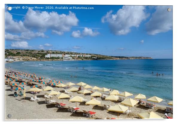 Mellieha Beach Malta Acrylic by Diana Mower