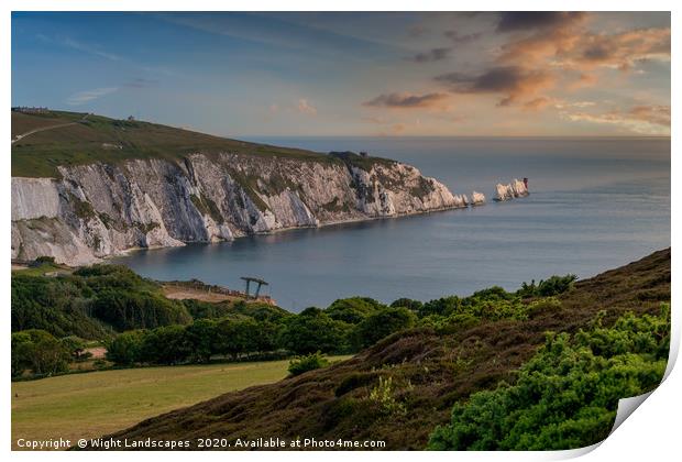 Headon Hill And The Needles Print by Wight Landscapes